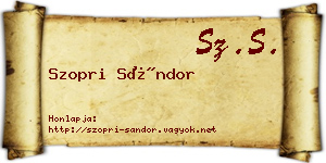 Szopri Sándor névjegykártya