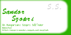 sandor szopri business card